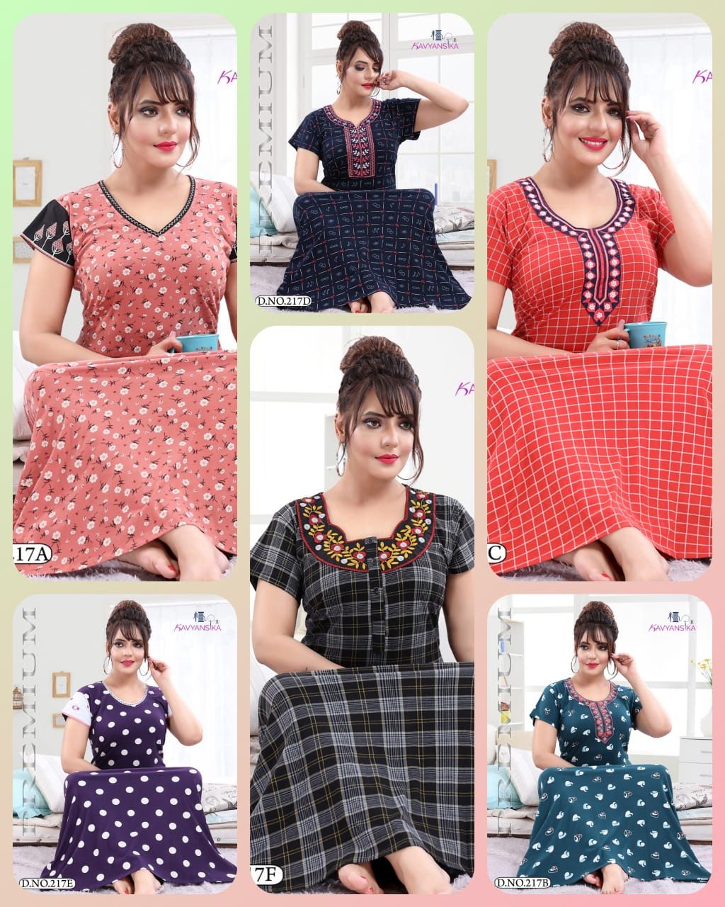 Kavyansika 217 Premium Latest Fancy Designer Embroidery Printed Nighty Collection